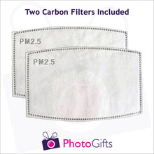 Load image into Gallery viewer, Close up picture of two carbon filters as produced by Photogifts.co.uk
