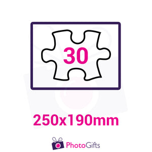 Personalised A4 jigsaw with your own choice of image. Breaks down into 30 pieces . As produced by Photogifts.co.uk