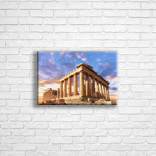 Load image into Gallery viewer, Personalised 12x8&quot; landscape border canvas with your own choice of image hung on a white brick wall by Photogifts.co.uk
