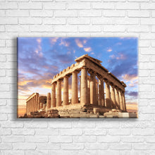 Load image into Gallery viewer, Personalised 24x16&quot; landscape border canvas with your own choice of image hung on a white brick wall by Photogifts.co.uk
