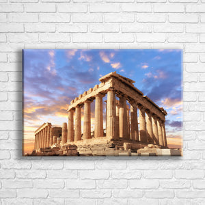 Personalised 24x16" landscape border canvas with your own choice of image hung on a white brick wall by Photogifts.co.uk