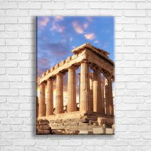 Load image into Gallery viewer, Personalised 24x16" portrait border canvas with your own choice of image hung on a white brick wall by Photogifts.co.uk