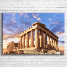 Load image into Gallery viewer, Personalised 30x20" landscape border canvas with your own choice of image hung on a white brick wall by Photogifts.co.uk
