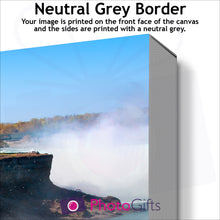 Load image into Gallery viewer, Close Up of corner of personalised canvas showing what the grey border version is like by Photogifts.co.uk