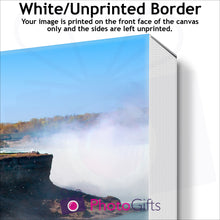 Load image into Gallery viewer, Close Up of corner of personalised canvas showing what the white border version is like by Photogifts.co.uk