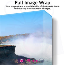 Load image into Gallery viewer, Close Up of corner of personalised canvas showing what the wrapped version is like by Photogifts.co.uk