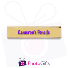 Load image into Gallery viewer, Small wooden personalised pencil case closed with your choice of image on the top as produced by Photogifts.co.uk