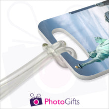 Load image into Gallery viewer, Close up of luggage tags lanyard fitting as produced by Photogifts.co.uk