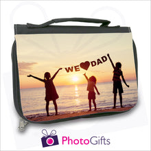 Load image into Gallery viewer, Black toilet back with your own choice of image printed on the front flap as produced by Photogifts.co.uk