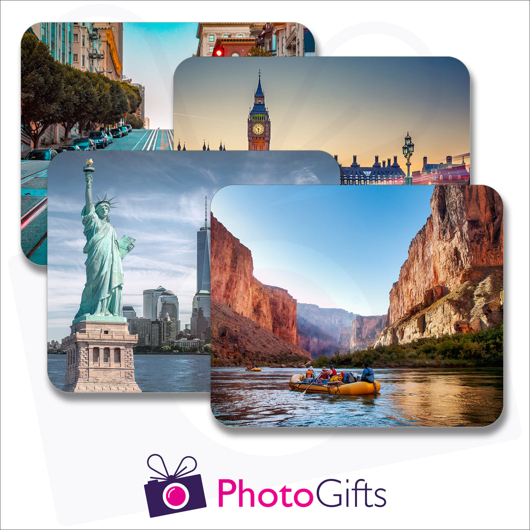 Pack of four individually personalised placemats with your own choice of image as produced by Photogifts.co.uk