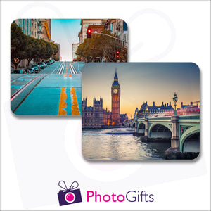 Pack of two individually personalised placemats with your own choice of image as produced by Photogifts.co.uk
