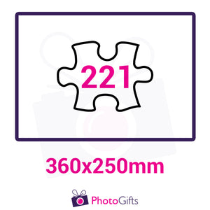 Personalised A3 jigsaw with your own choice of image. Breaks down into 221 pieces. As produced by Photogifts.co.uk