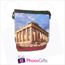 Load image into Gallery viewer, Personalised mini reporter bag in red with your own choice of image on the front flap as produced by Photogifts.co.uk
