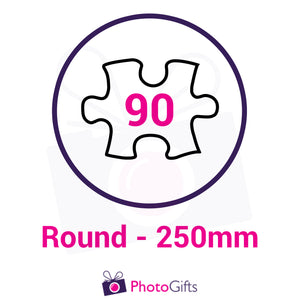 Personalised round shaped jigsaw with your own choice of image. Breaks down into 33 pieces . As produced by Photogifts.co.uk