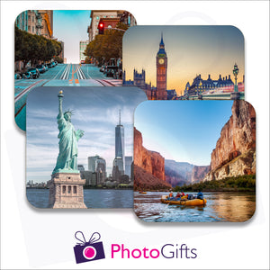 Four individually personalised placemats with your own choice of image as produced by Photogifts.co.uk